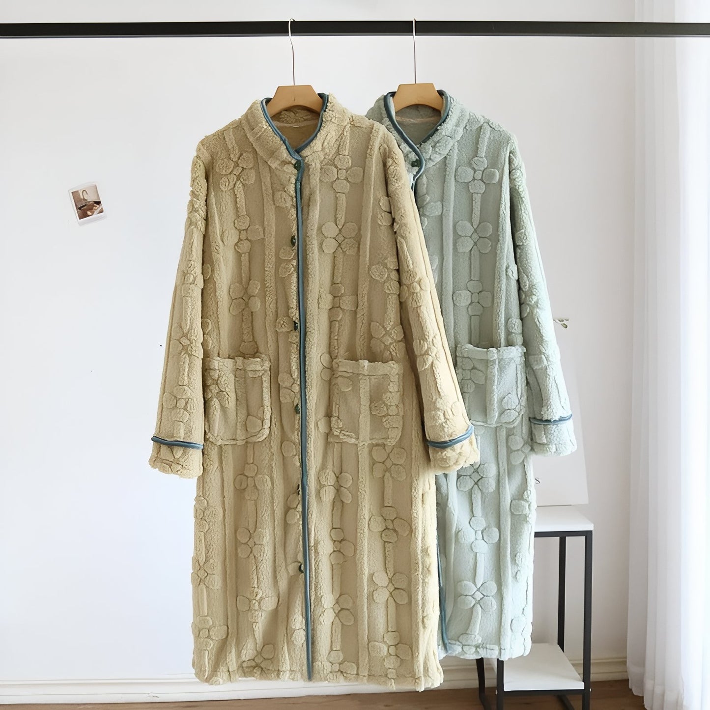 Robe de Chambre Boutonnée et Chaude