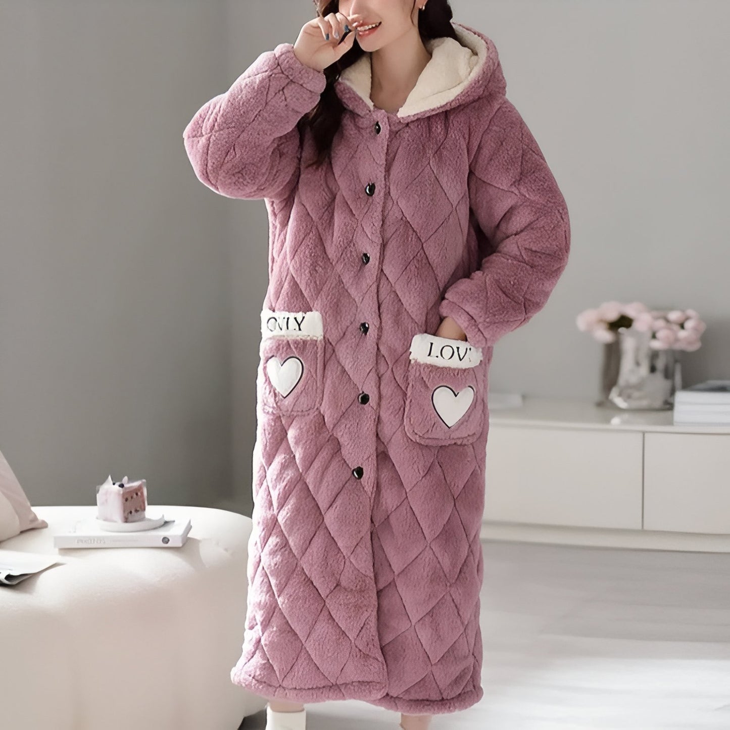 Robe de Chambre à Boutons Femme