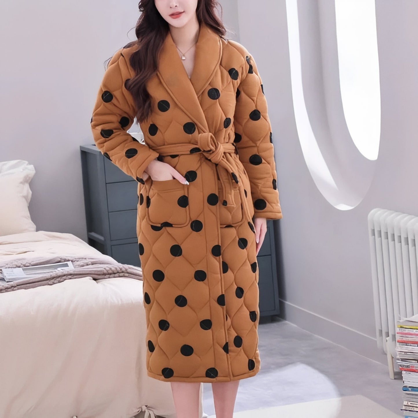 Robe de Chambre Longue Chaude pour Femme Matelassée
