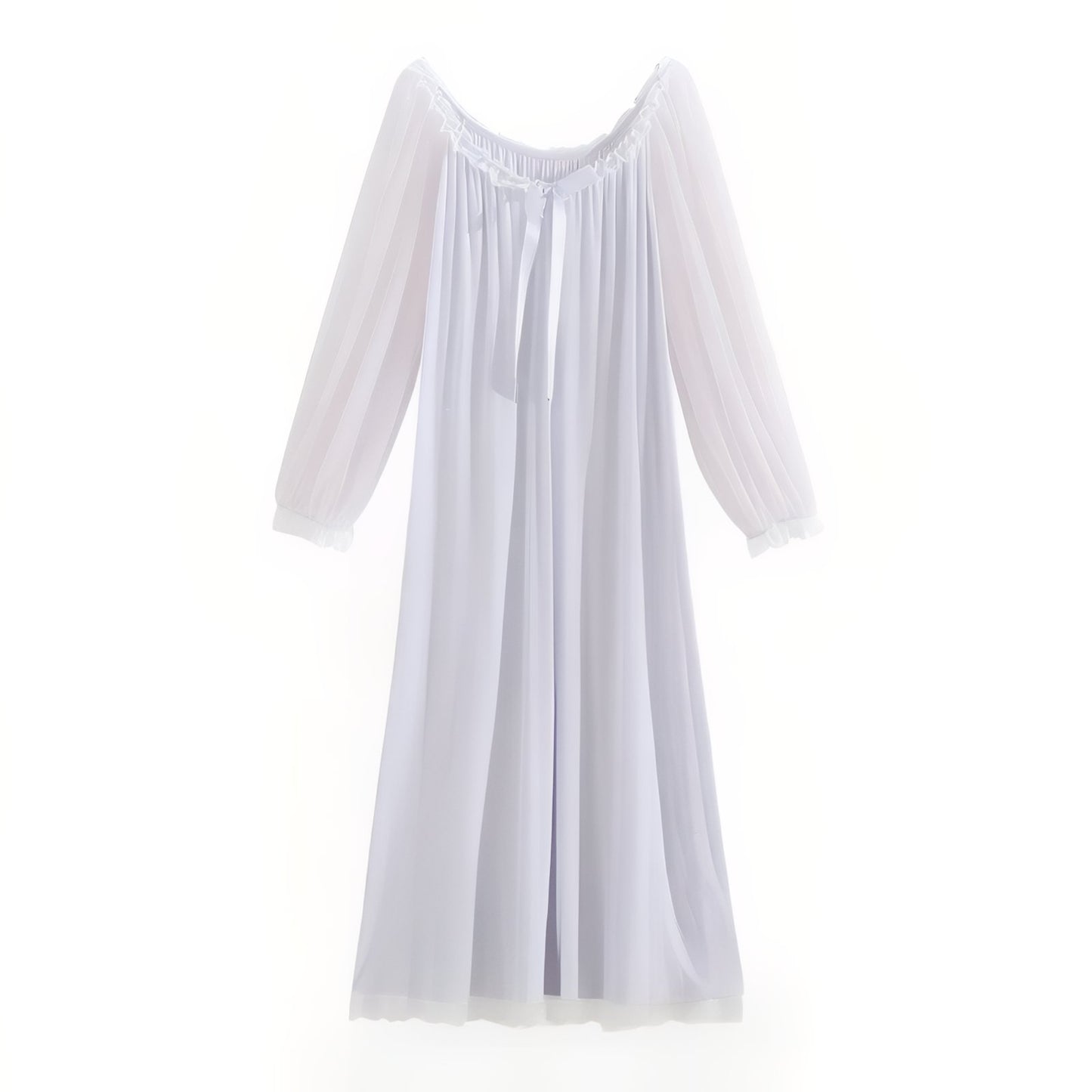 Chemise de Nuit à Mi-Mollet pour Hiver et Romantique Lavande M