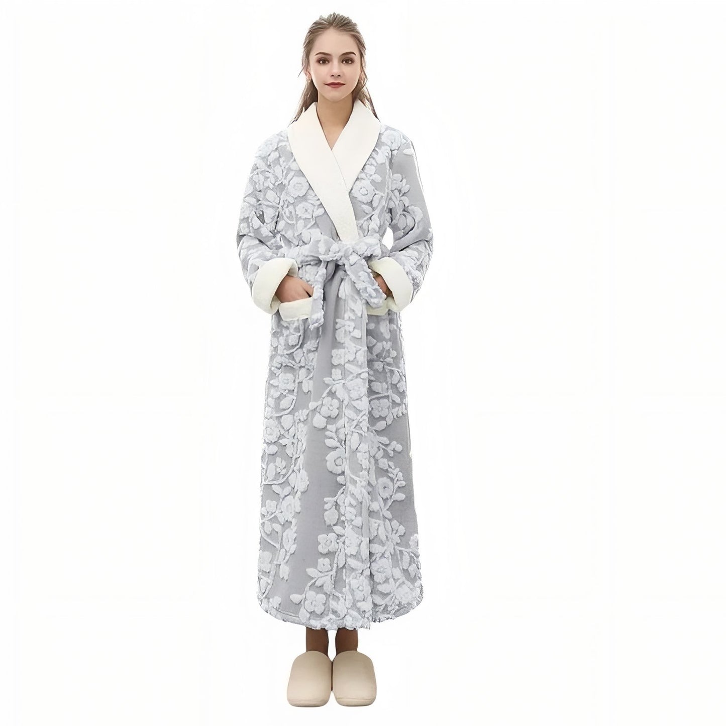 Ensemble Peignoir Couple Gris Clair (Femme) M