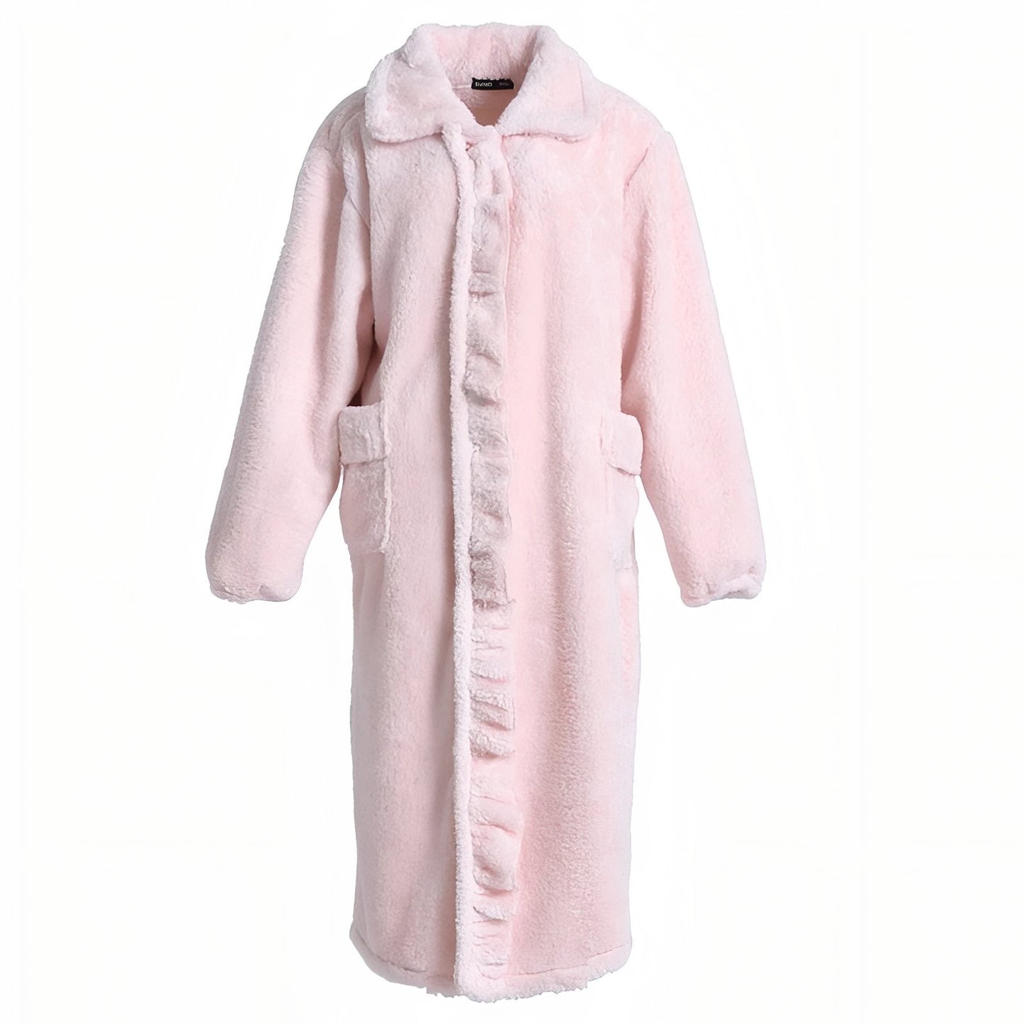 Robe de Chambre Polaire Boutonnée Femme Rose Pâle M