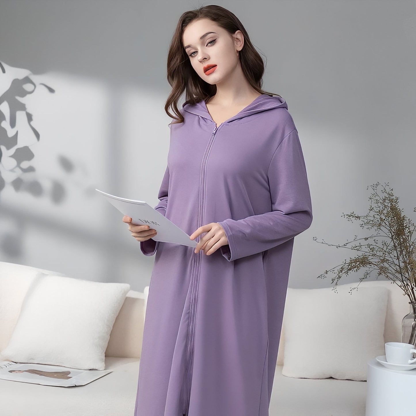 Peignoir Robe de Chambre Zippé