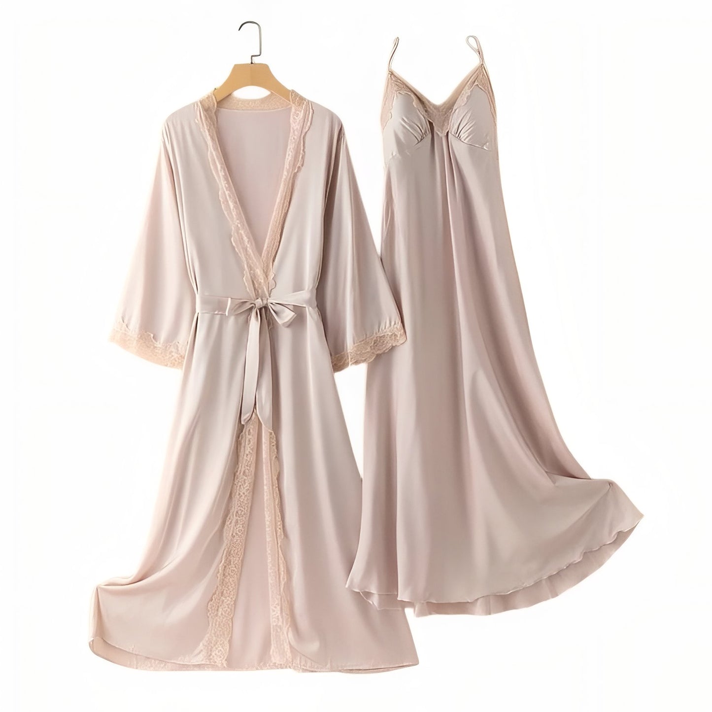 Ensemble Nuisette et Kimono Long Rose Pâle M