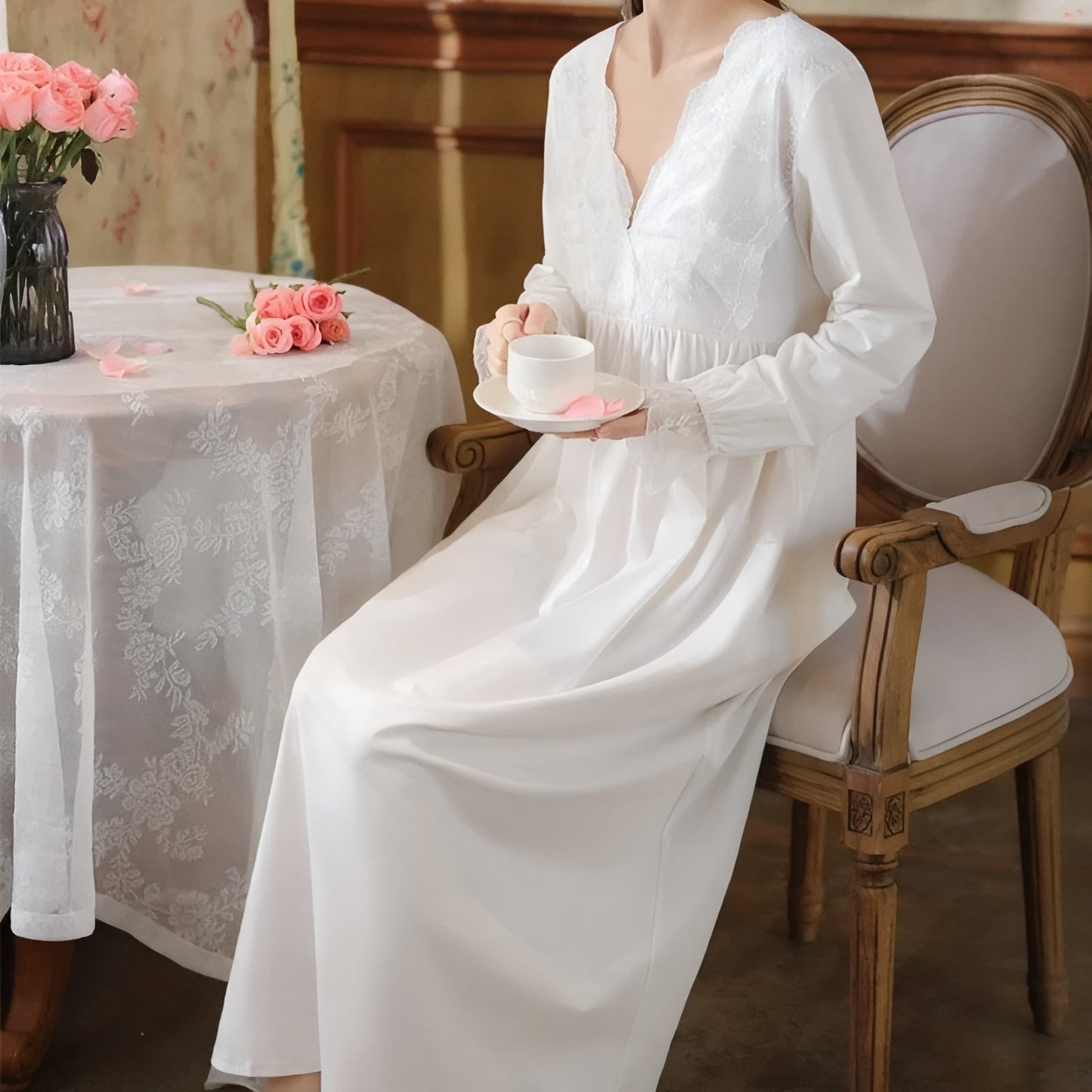 Robe de Nuit Dentelle Longue