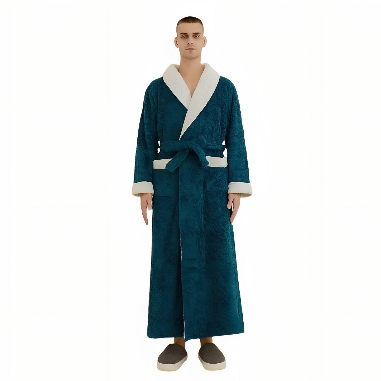 Grand Peignoir Chaud Homme Vert Émeraude M