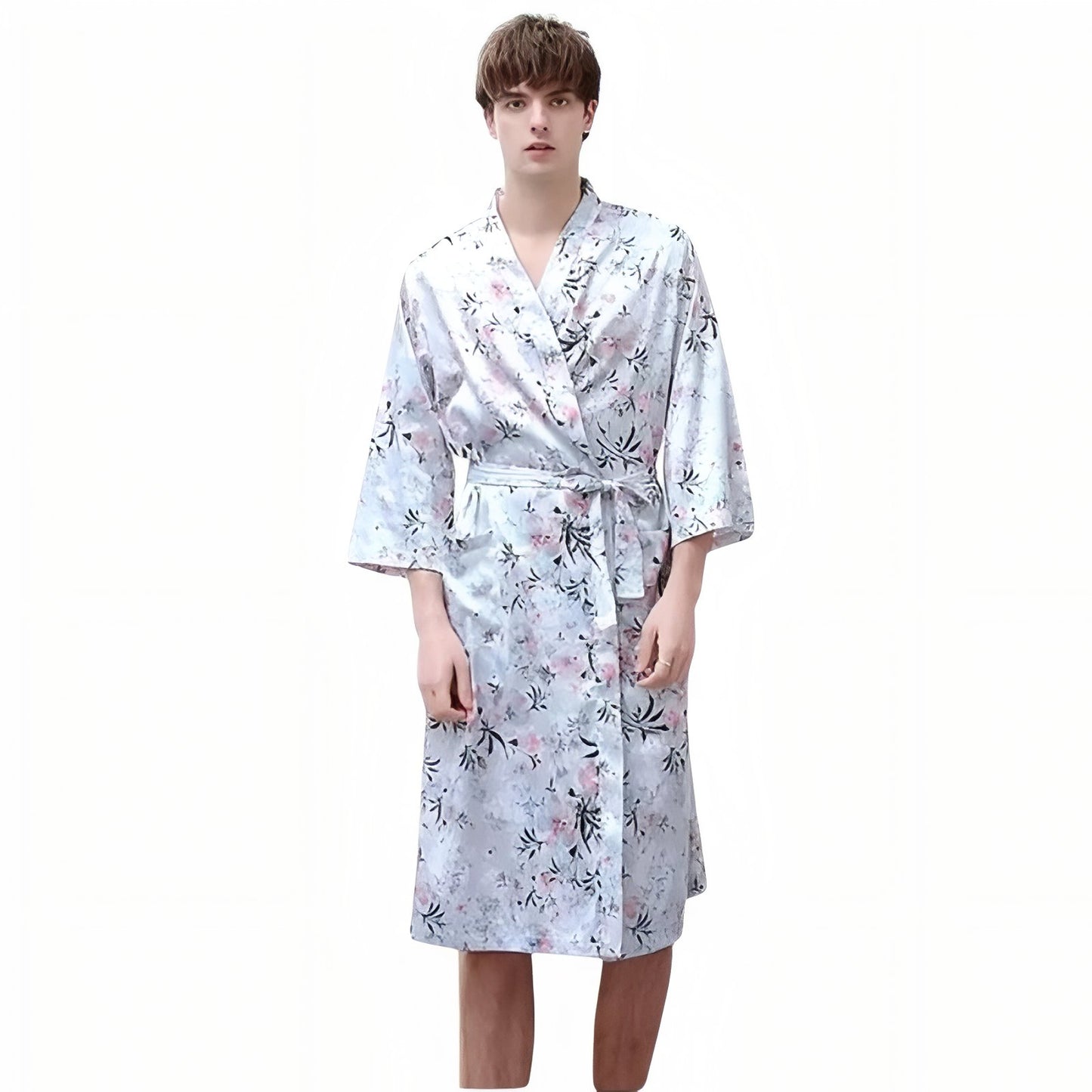 Peignoir Léger Duo Couple Gris Floral (Homme) M