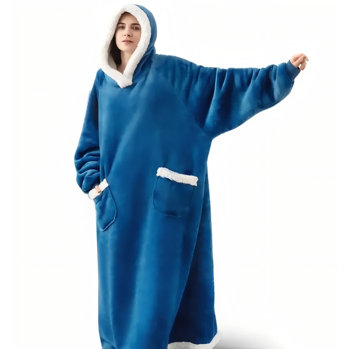 Plaid Sweat à Capuche XXL Bleu Ciel Longueur de 120 cm