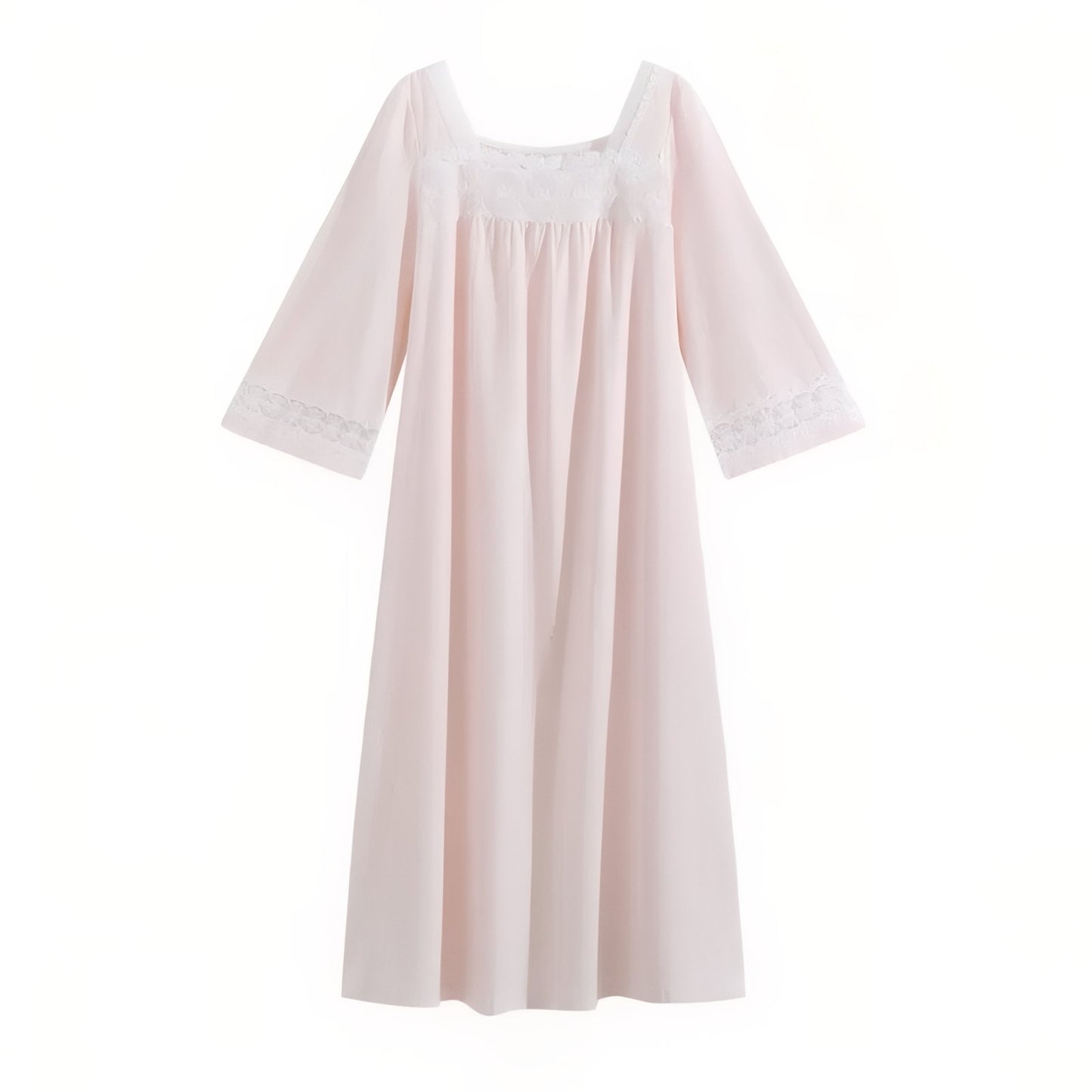 Chemise de Nuit en Dentelle Anglaise Rose Pâle S