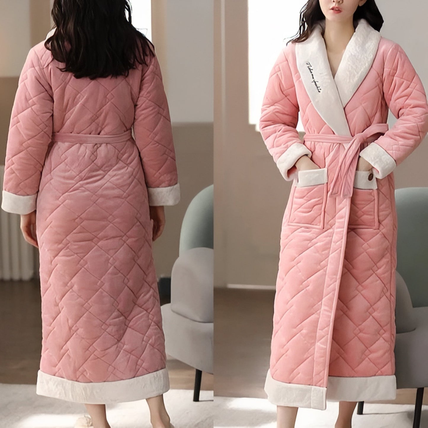 Robe de Chambre Longue Chaude Matelassée pour Femme