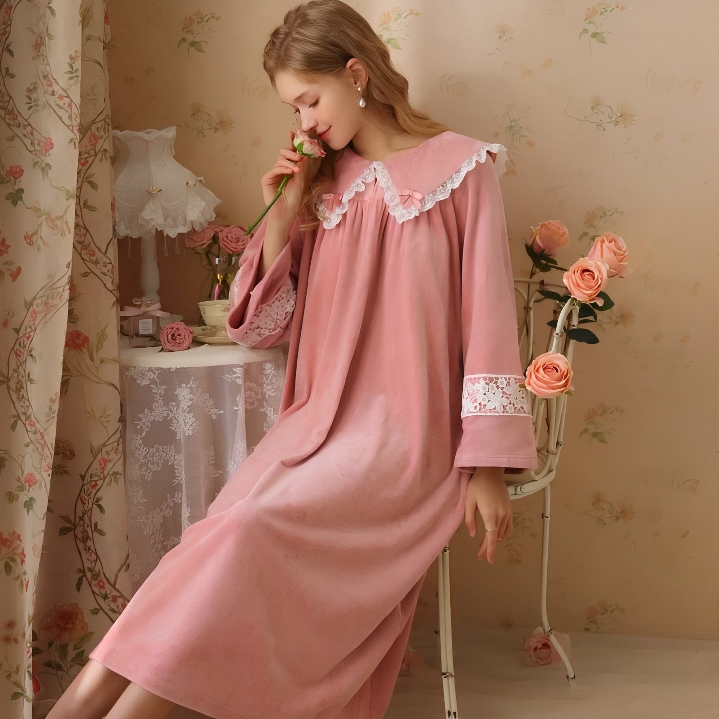 Chemise de Nuit Femme Rose
