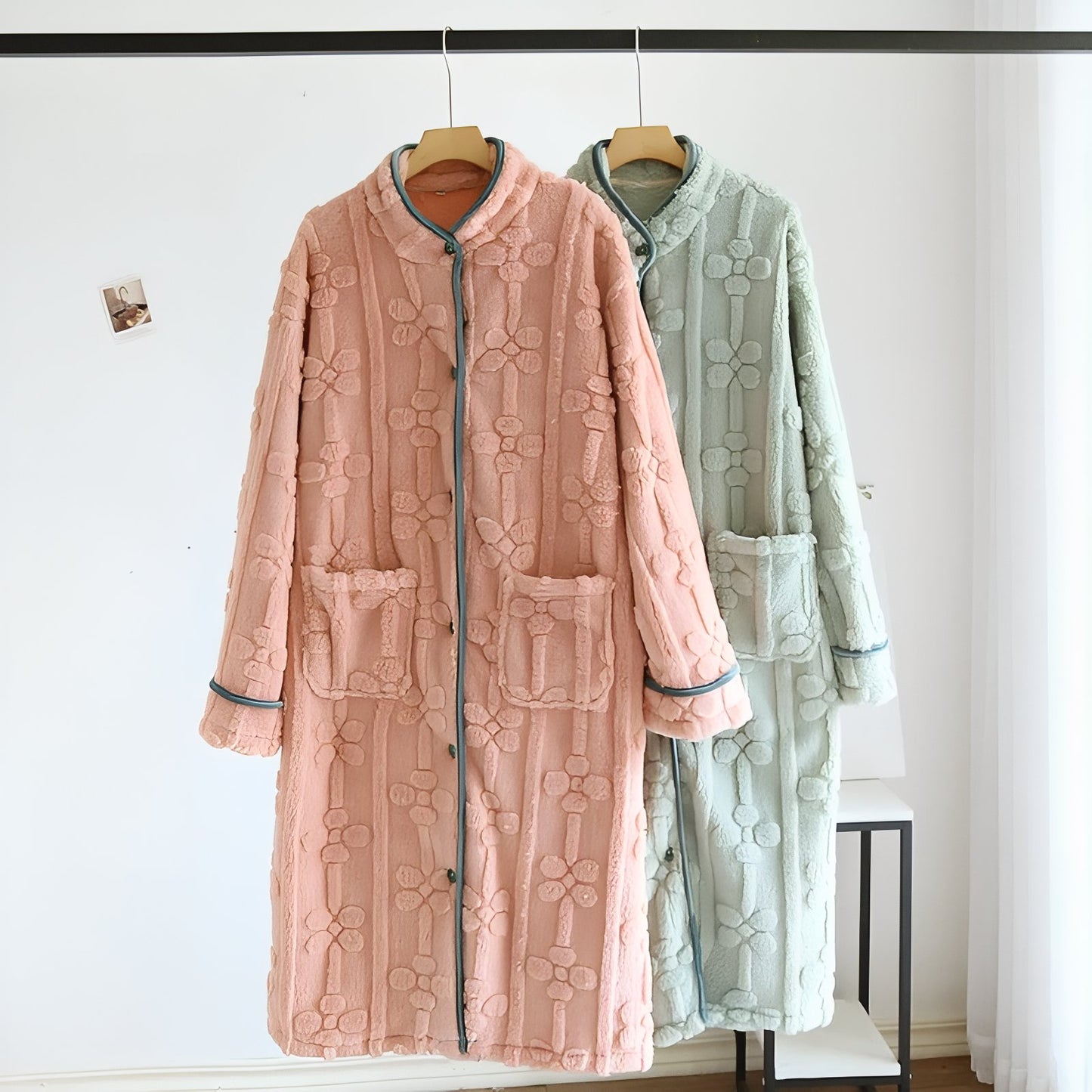 Robe de Chambre Boutonnée et Chaude