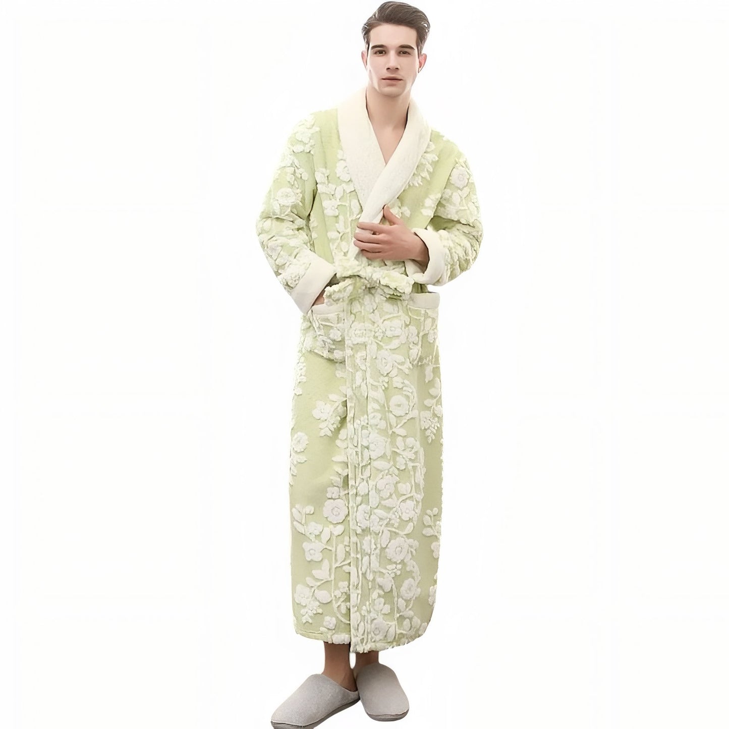 Ensemble Peignoir Couple Vert Pâle (Homme) M