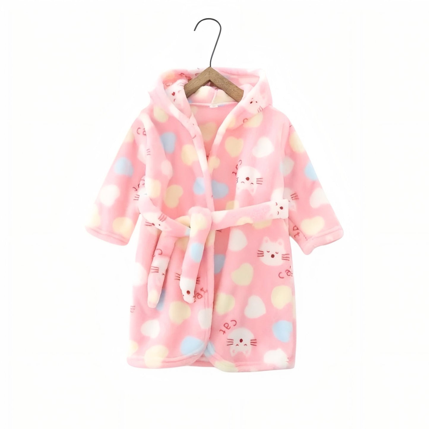 Peignoir Bain Capuche Enfant Rose à Motifs 2-3 ans