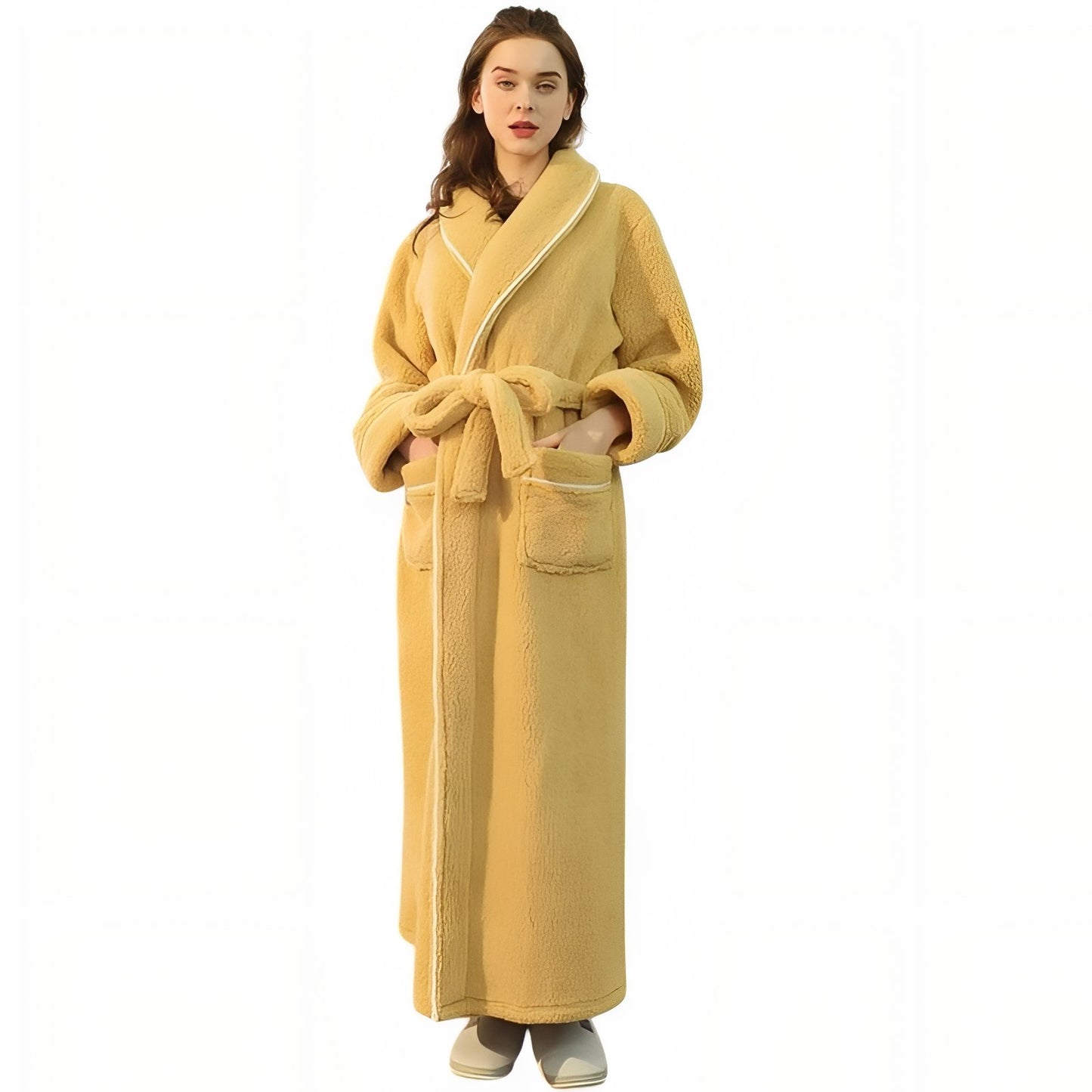 Peignoir Homme et Femme Assortis Jaune Moutarde (Femme) M