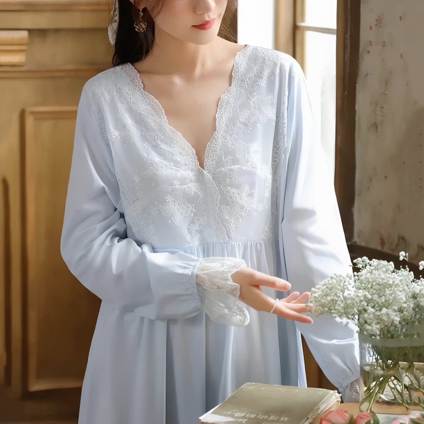 Robe de Nuit Dentelle Longue