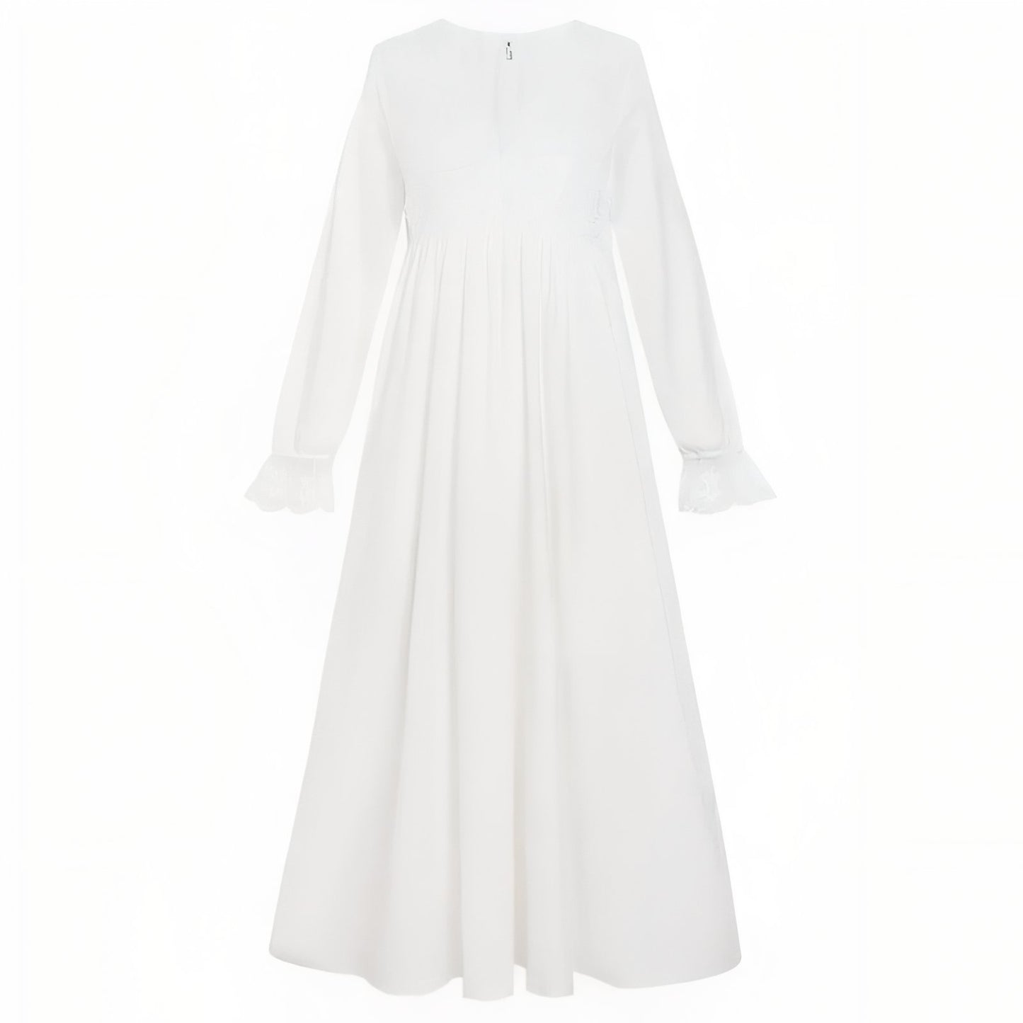 Robe de Nuit Dentelle Longue Blanc Pur M