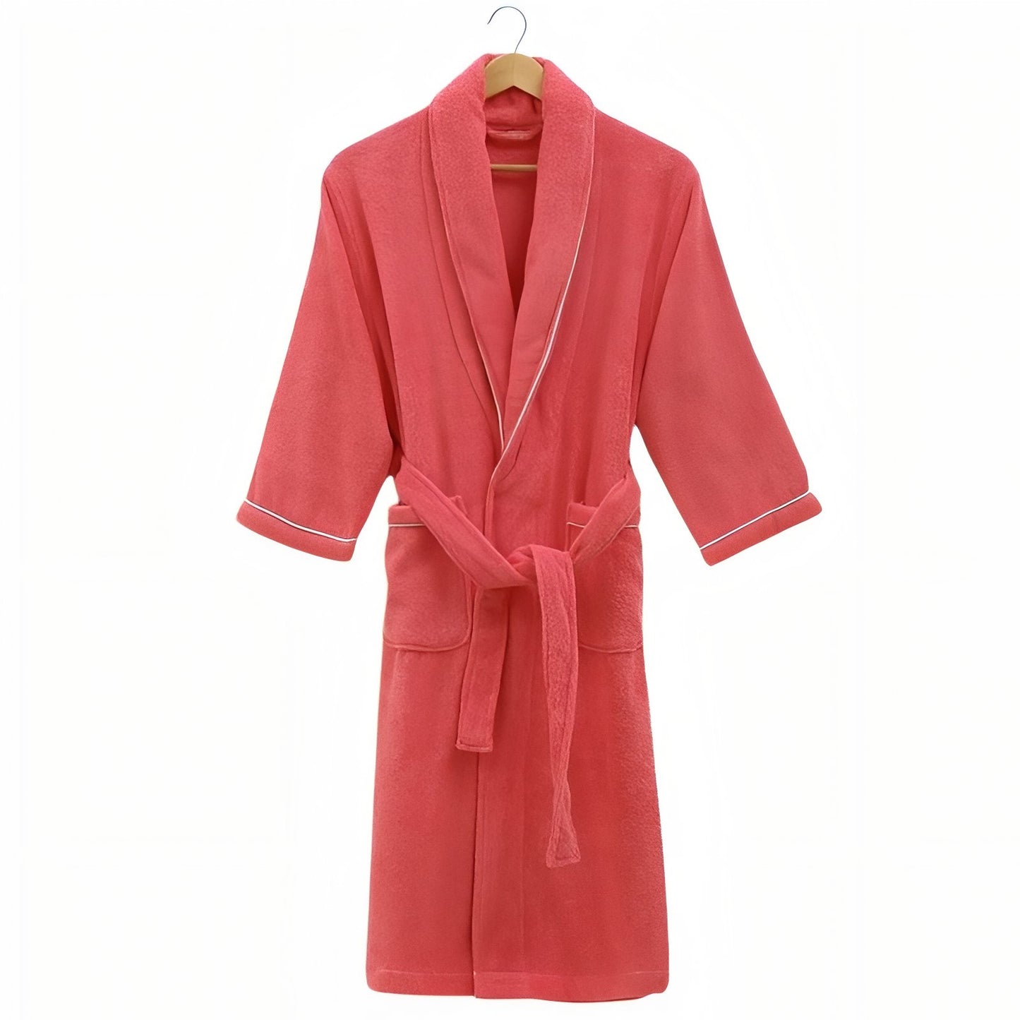 Peignoir Coton Eponge Col Châle Unisexe Corail L