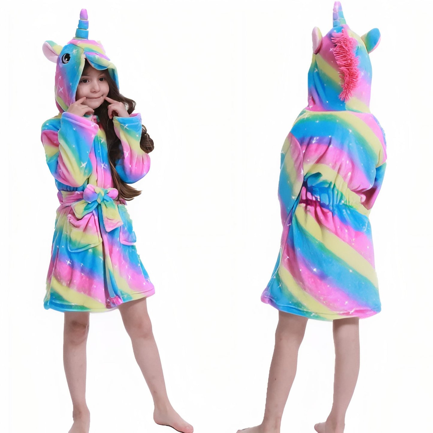 Peignoir Fille Licorne Bleu et Fuchsia 100 cm (2-3ans)