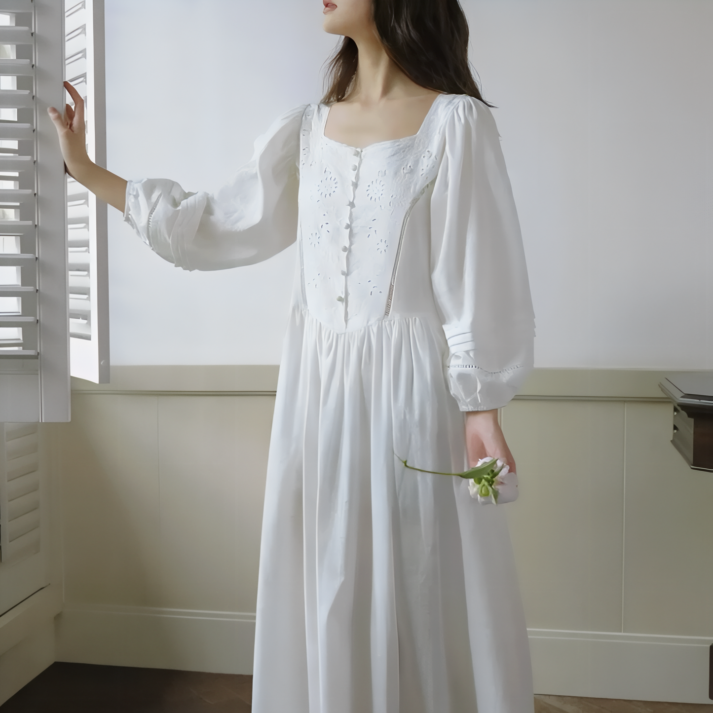 Chemise de Nuit Femme Longue Coton