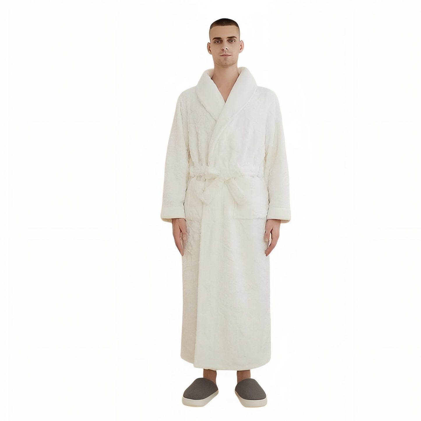 Grand Peignoir Chaud Homme Blanc Pur M