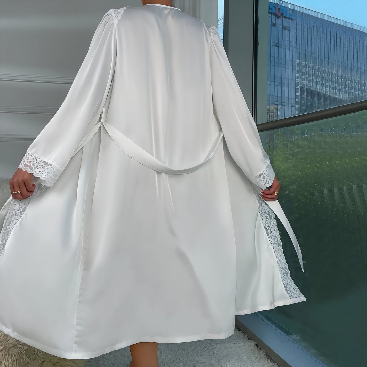 Peignoir Satin Dentelle