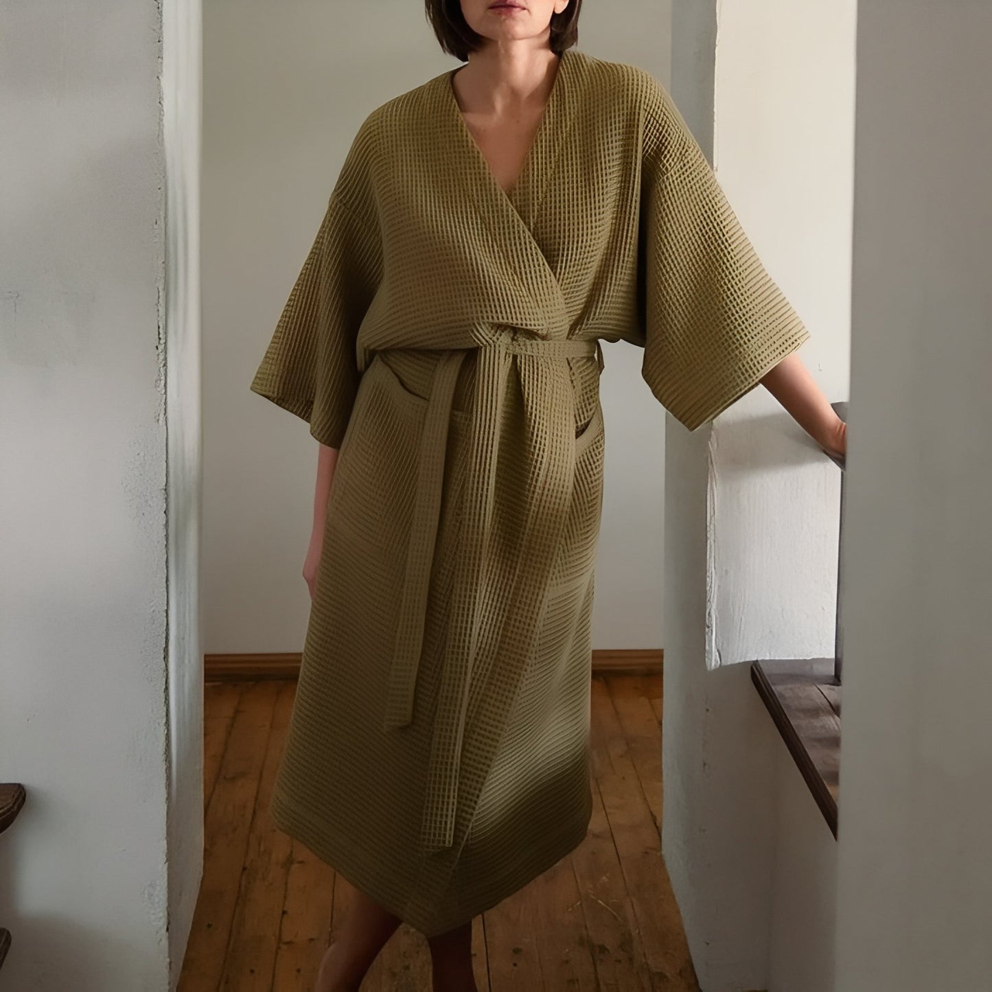 Kimono Nid d'Abeille Olive Clair