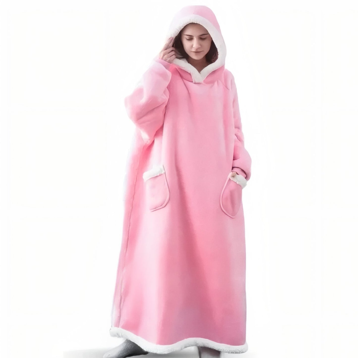 Plaid Sweat à Capuche XXL Rose Longueur de 120 cm