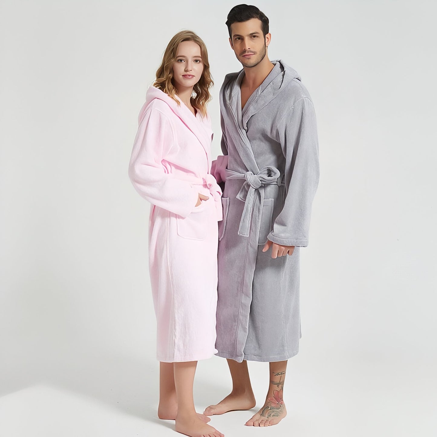 Peignoir Coton Eponge Col Châle Unisexe
