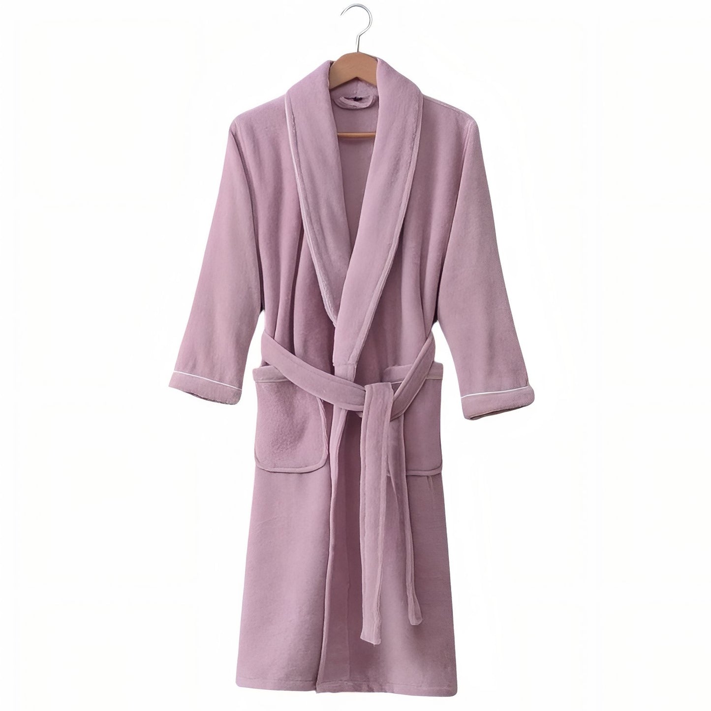 Peignoir Coton Eponge Col Châle Unisexe Lavande XL