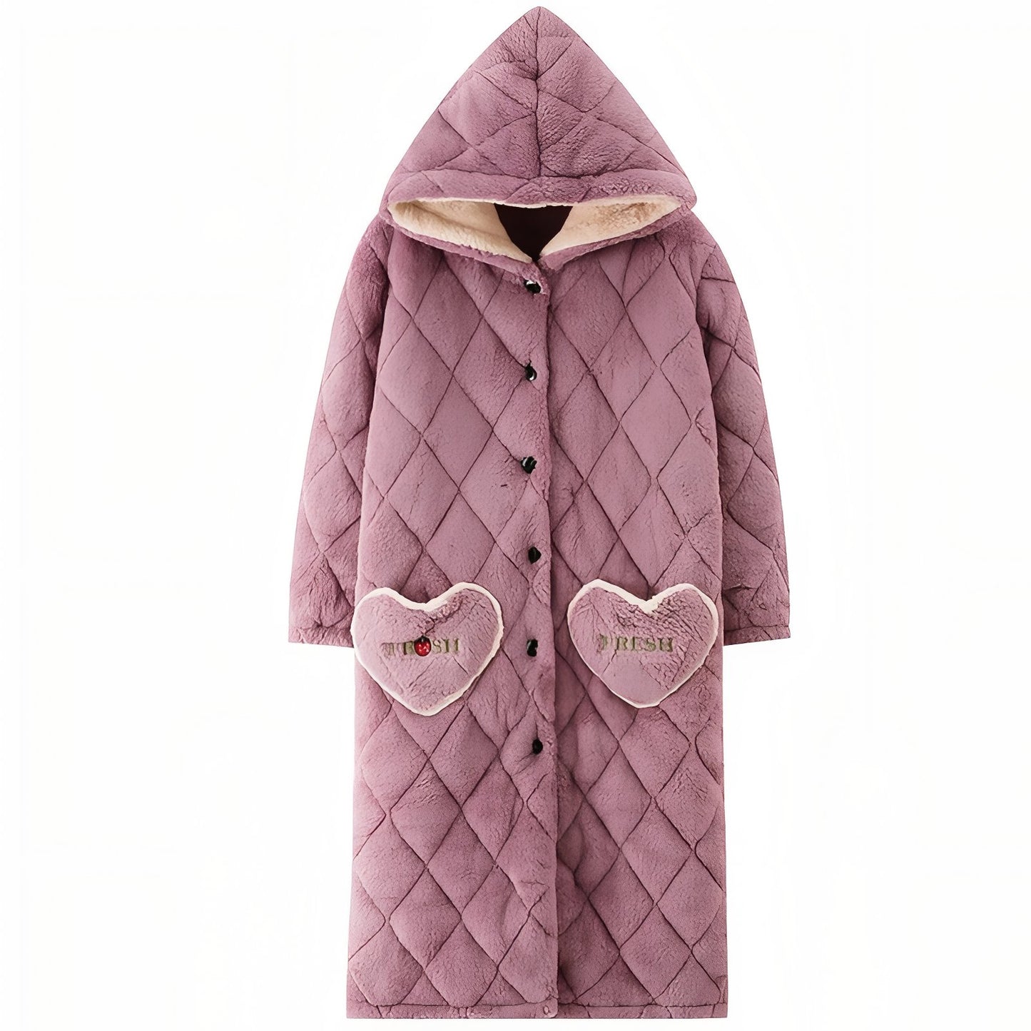 Robe de Chambre à Boutons Femme Violet Poudré M
