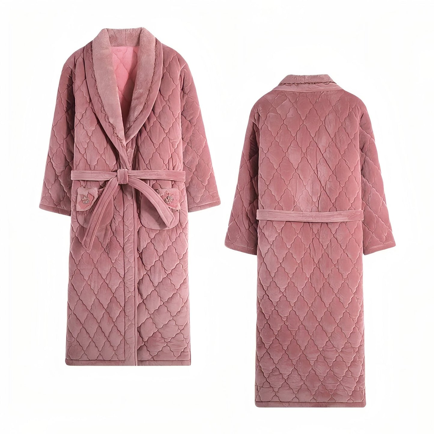 Peignoir Matelassé Femme Rose Poudré M