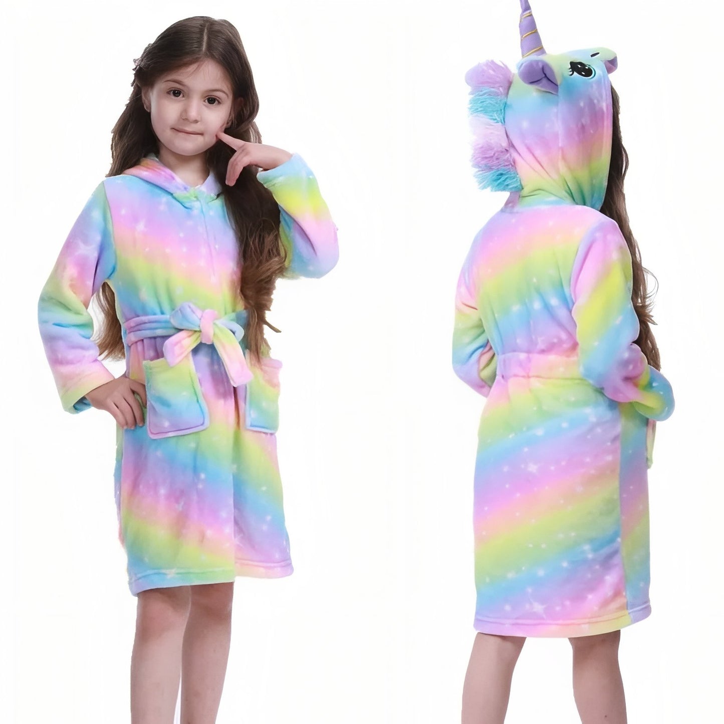 Peignoir Fille Licorne Rayures Magiques 100 cm (2-3ans)