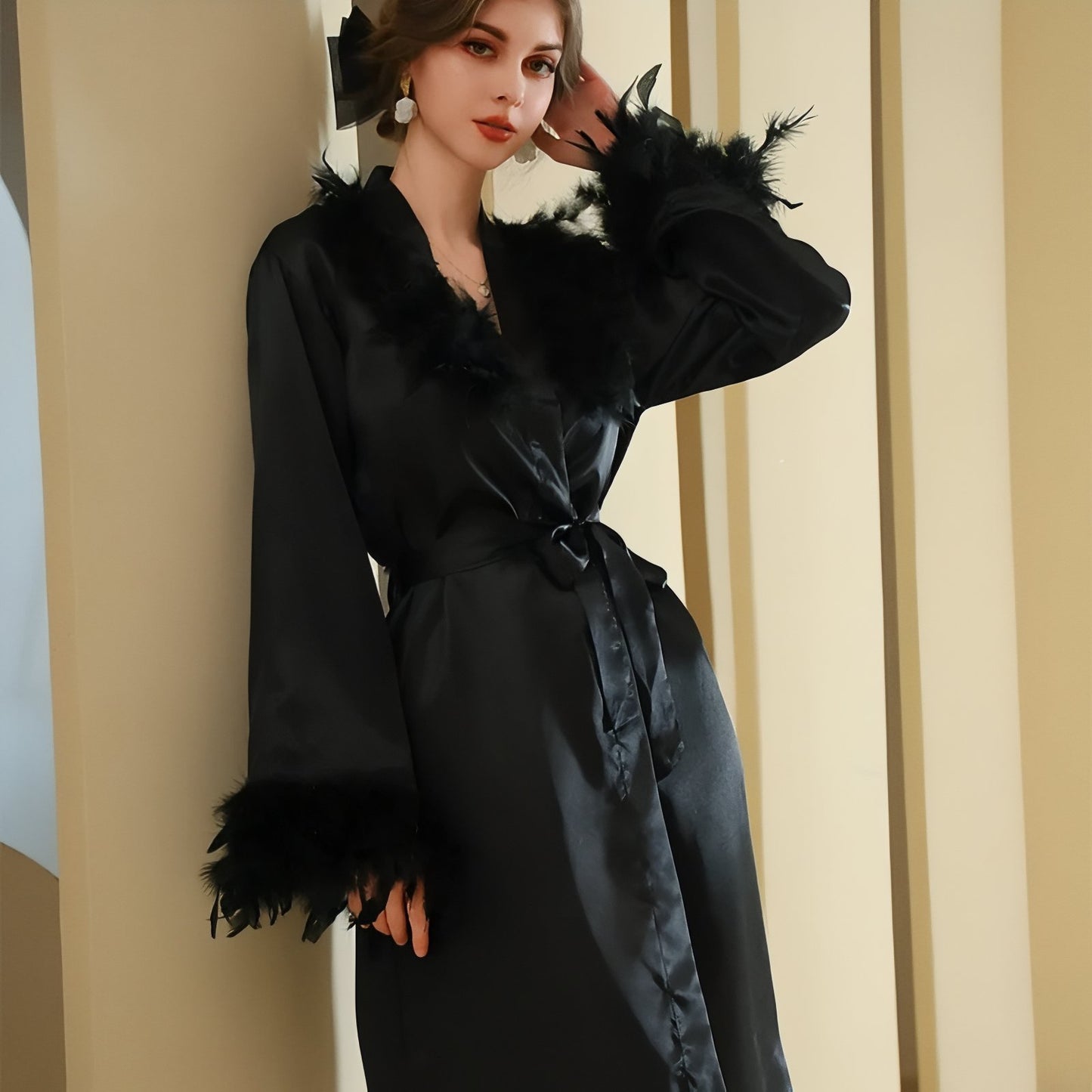 Peignoir Satin Plume