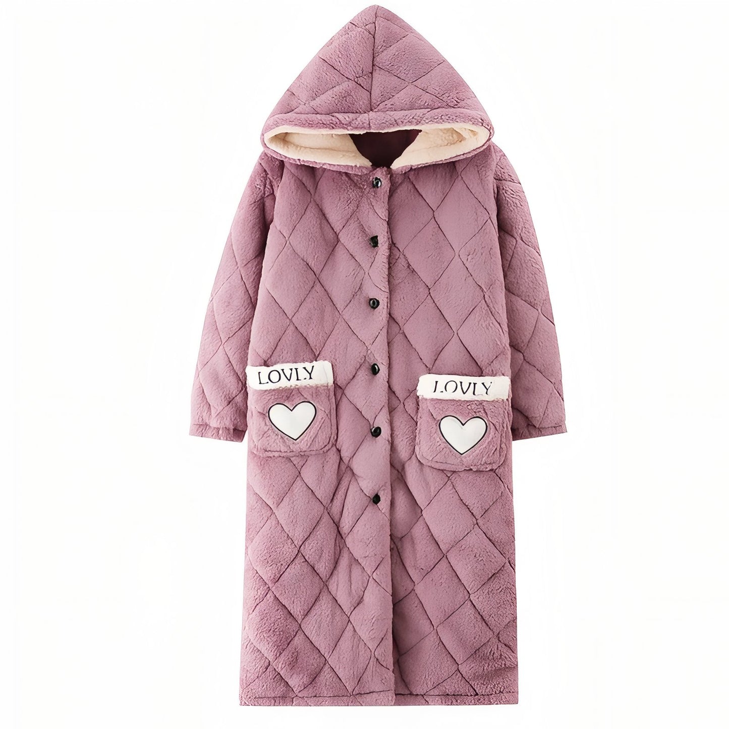 Robe de Chambre à Boutons Femme Violet Rosé M