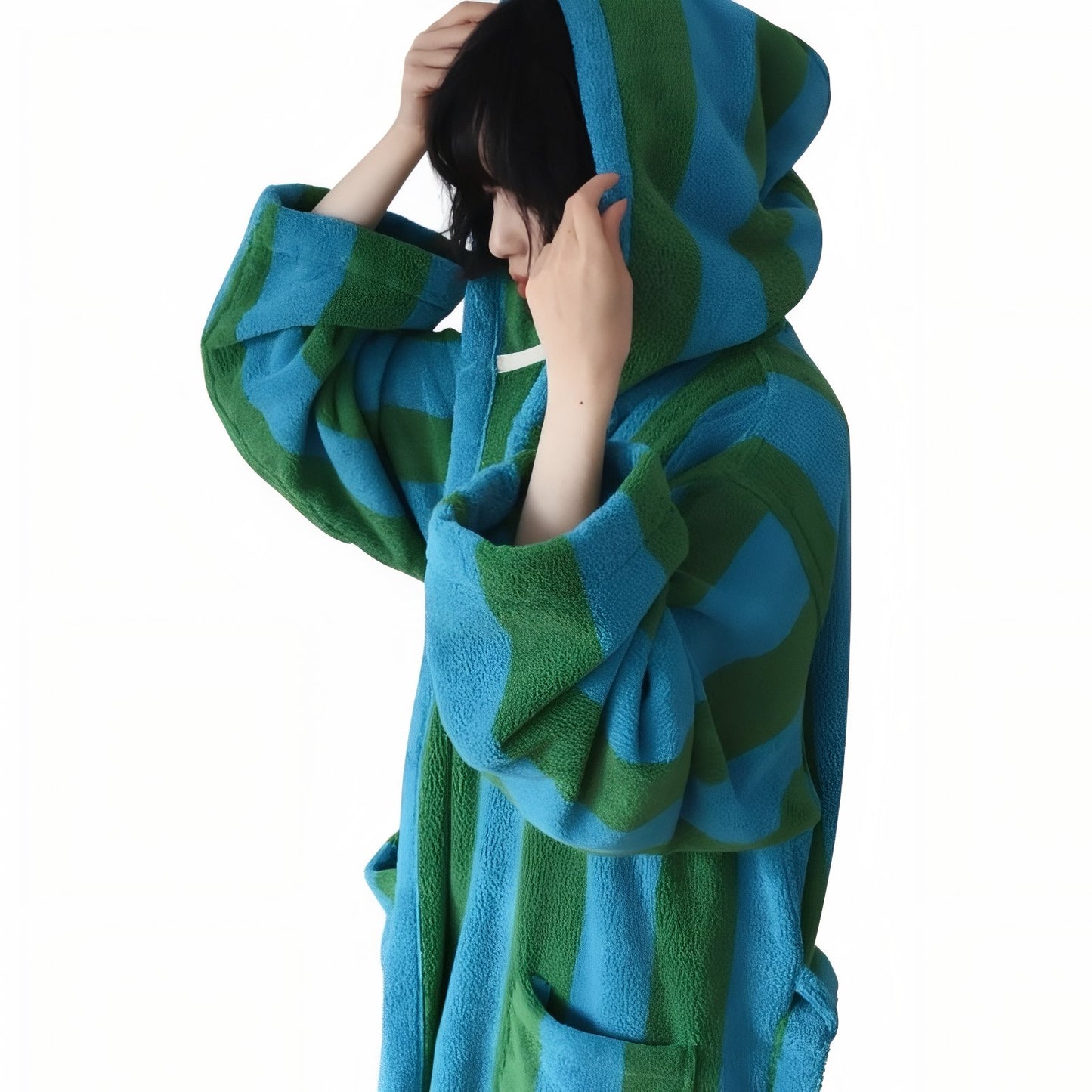 Robe de Chambre Femme Hiver Luxe Bleu Ciel et Vert Émeraude Taille Unique