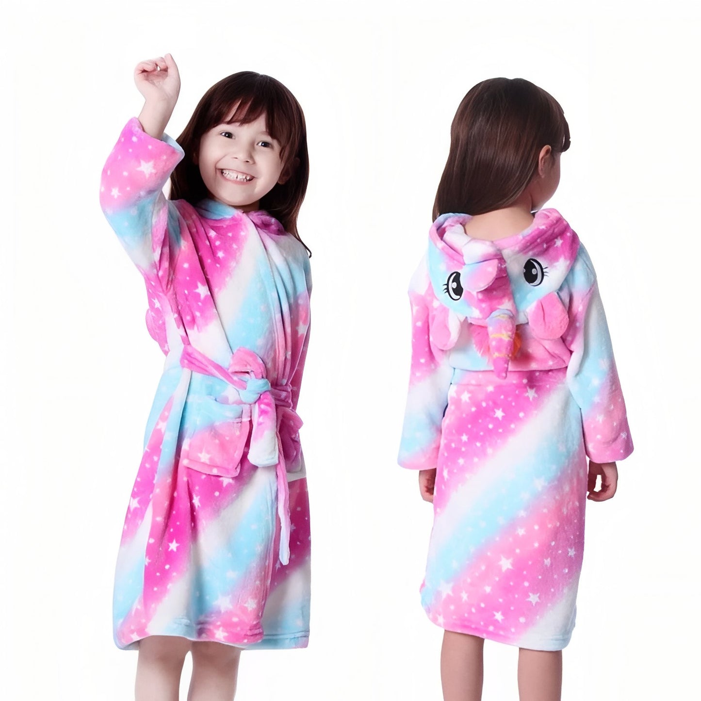Peignoir Fille Licorne Fuchsia et Rose Vif 100 cm (2-3ans)