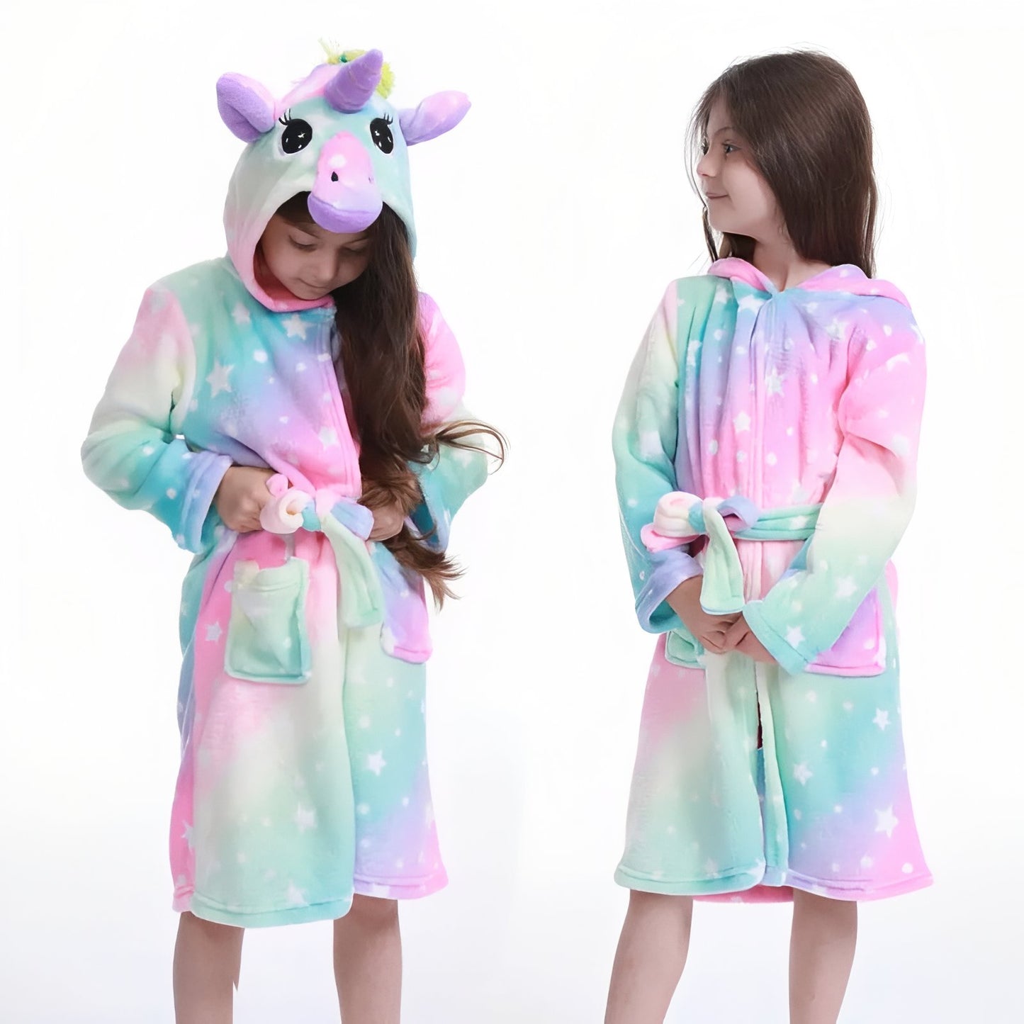 Peignoir Fille Licorne Rose et Vert 100 cm (2-3ans)