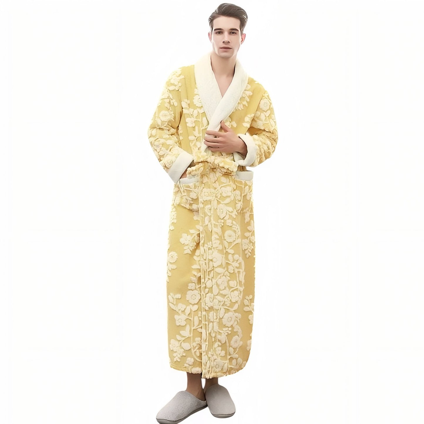 Ensemble Peignoir Couple Jaune Pâle (Homme) M