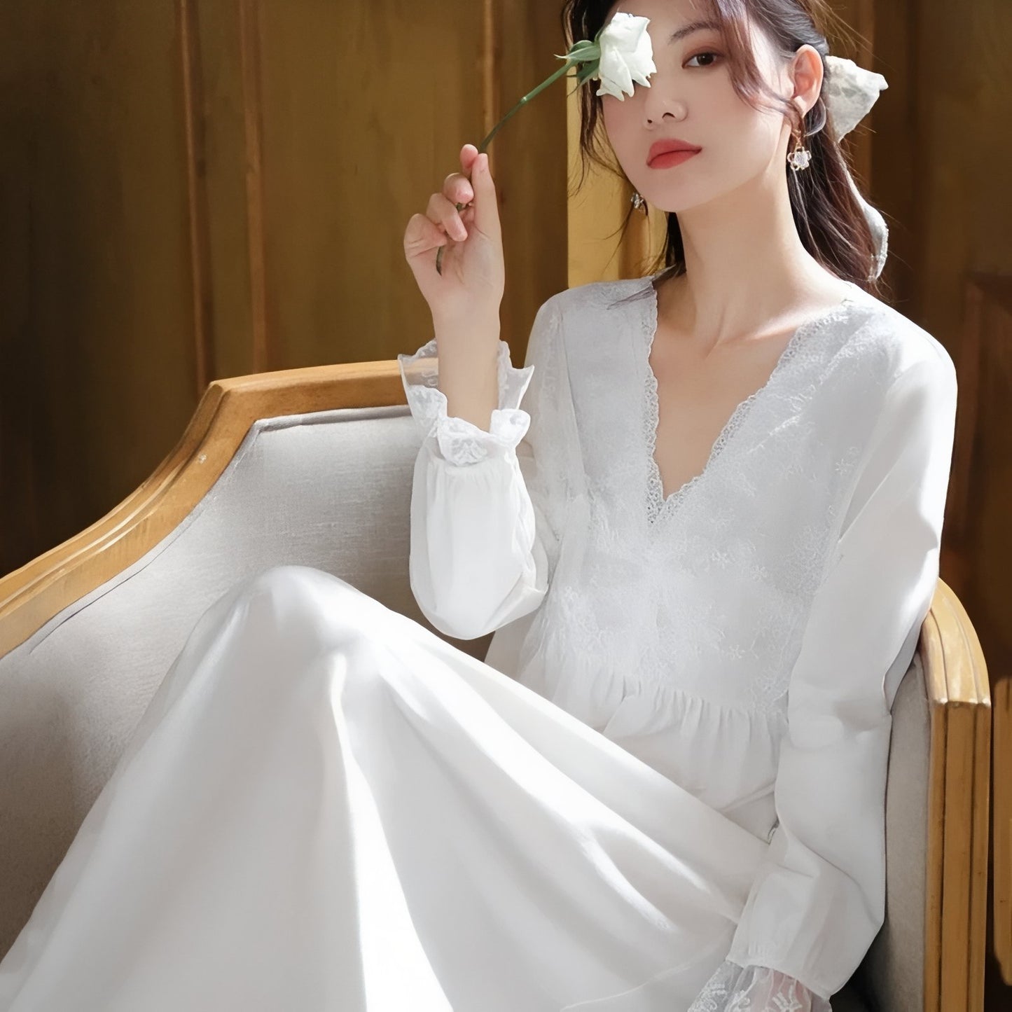 Robe de Nuit Dentelle Longue