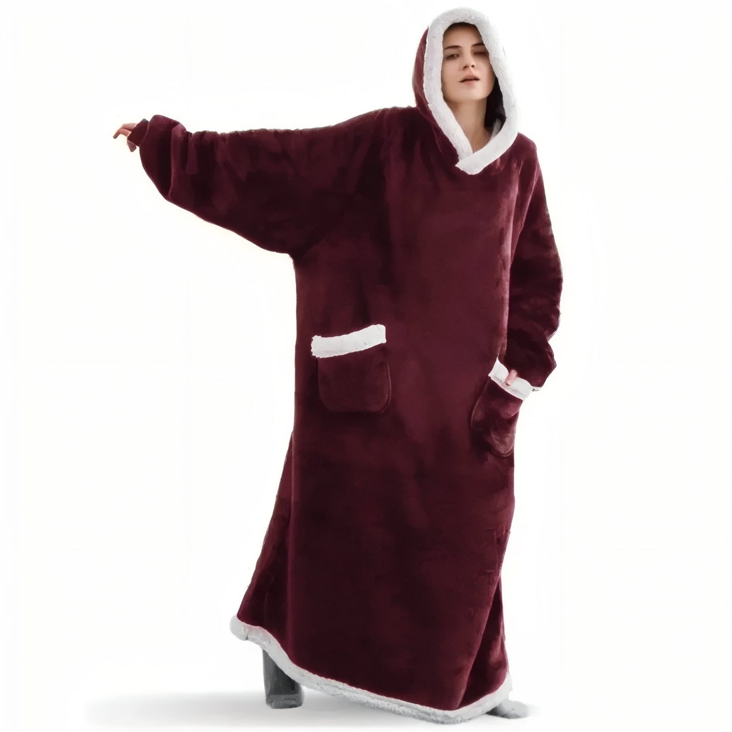 Plaid Sweat à Capuche XXL Bordeaux Longueur de 120 cm