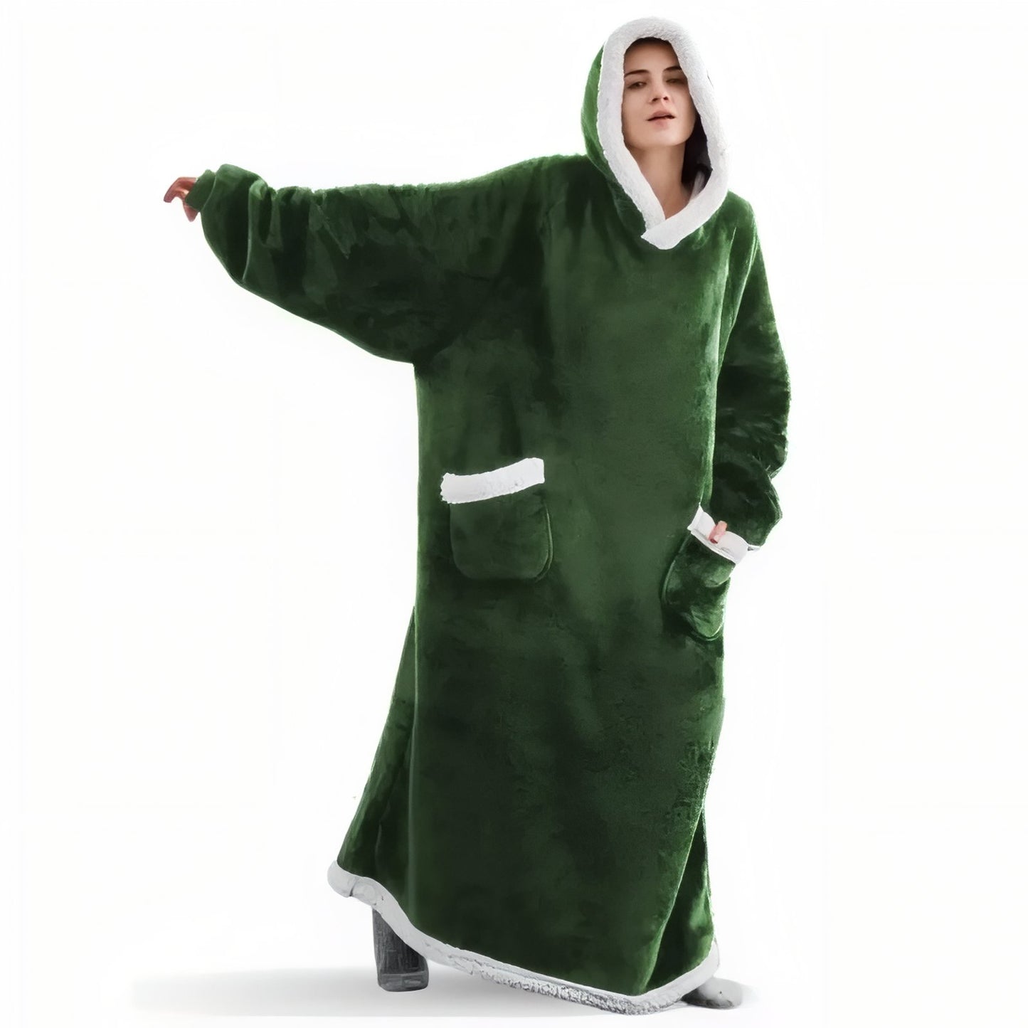 Plaid Sweat à Capuche XXL Vert Foncé Longueur de 120 cm