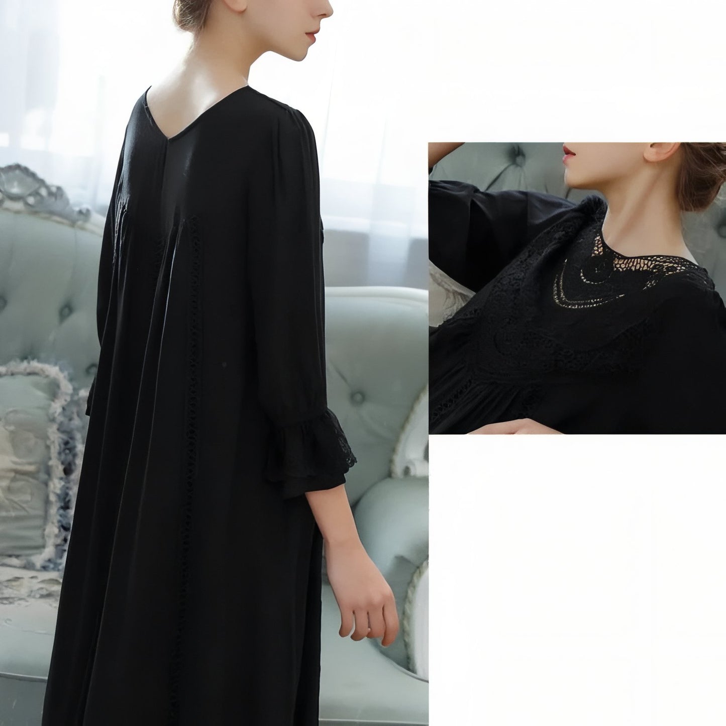 Chemise de Nuit Longue Romantique Vintage