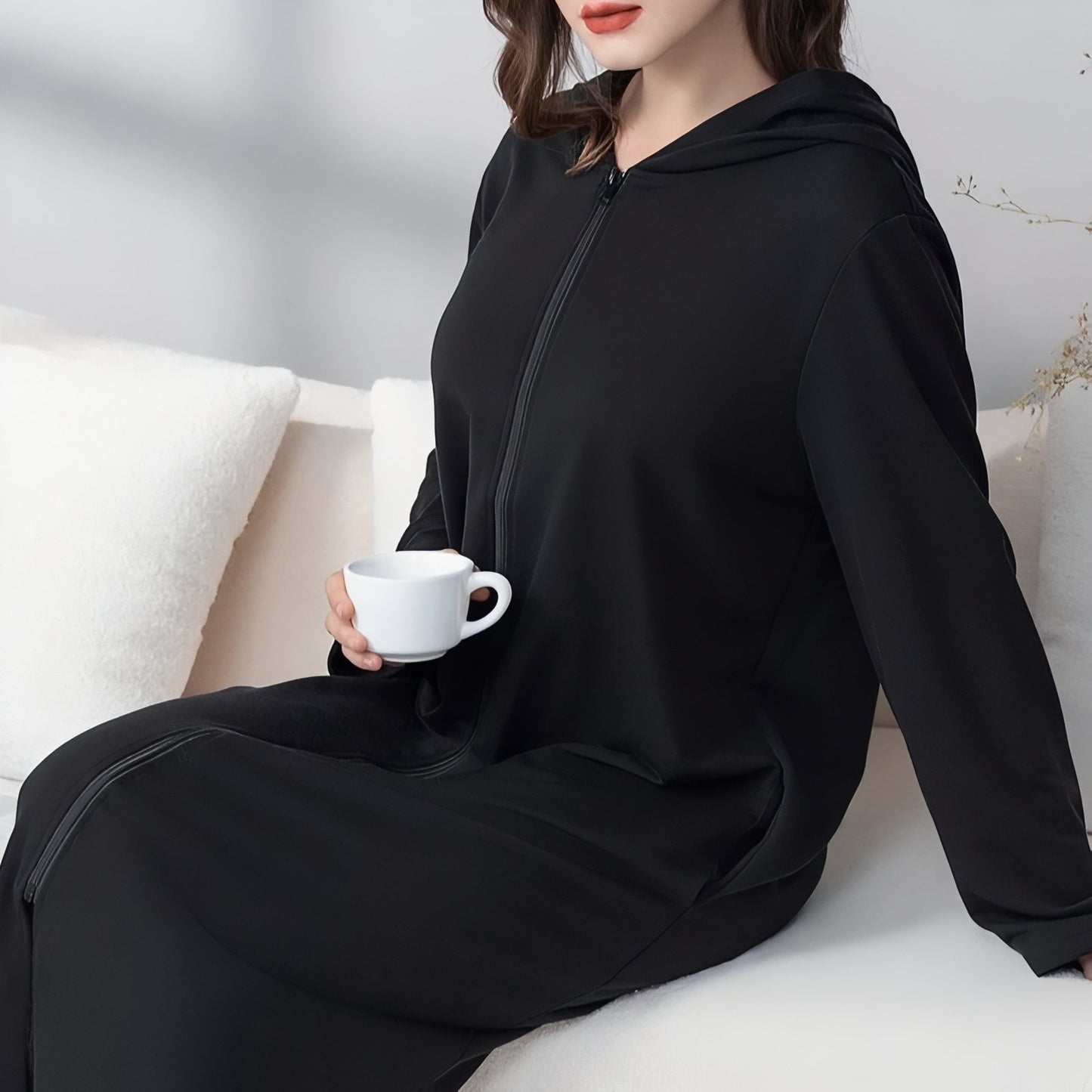 Peignoir Robe de Chambre Zippé