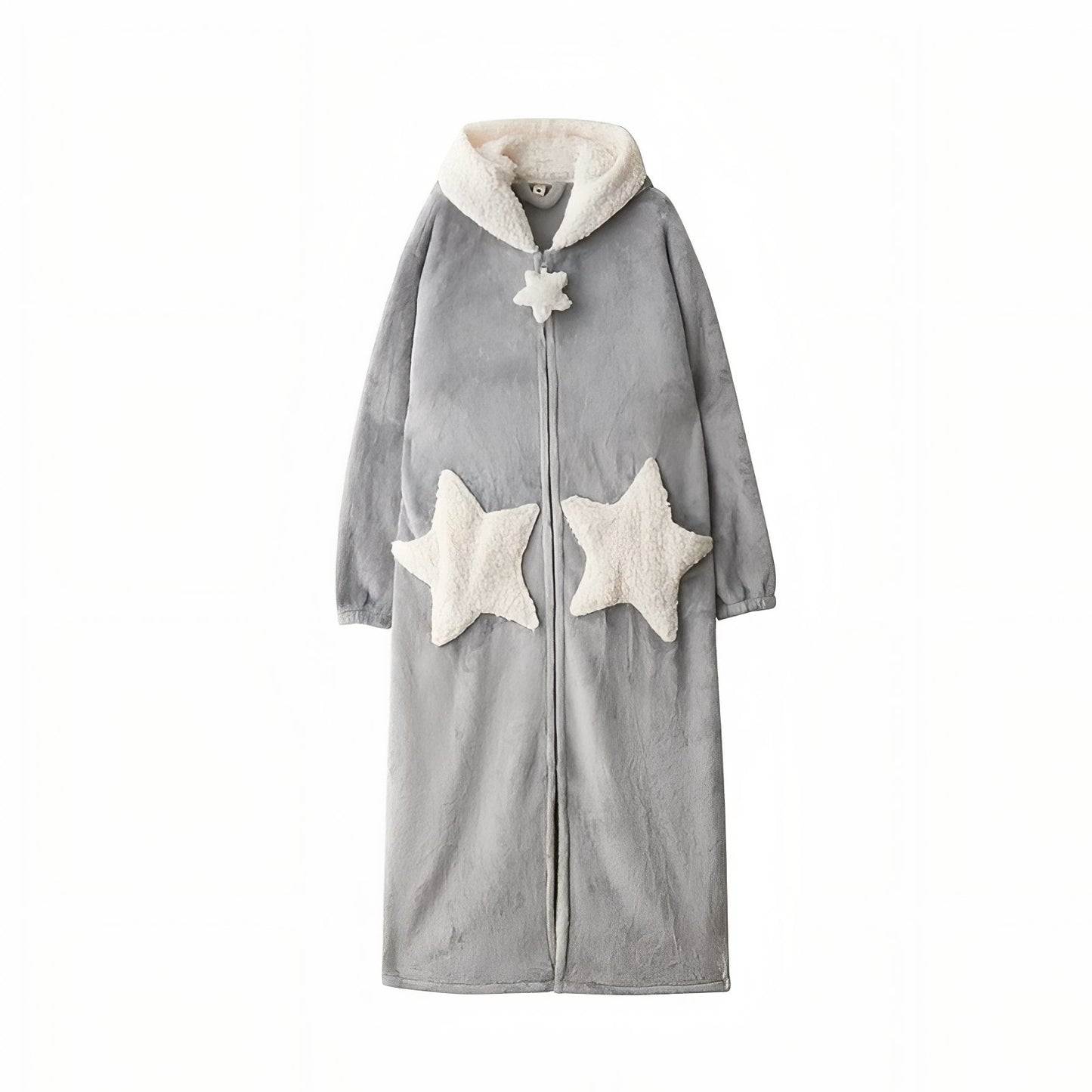 Robe de Chambre Longue pour Couple avec Fermeture Eclair Gris Clair L