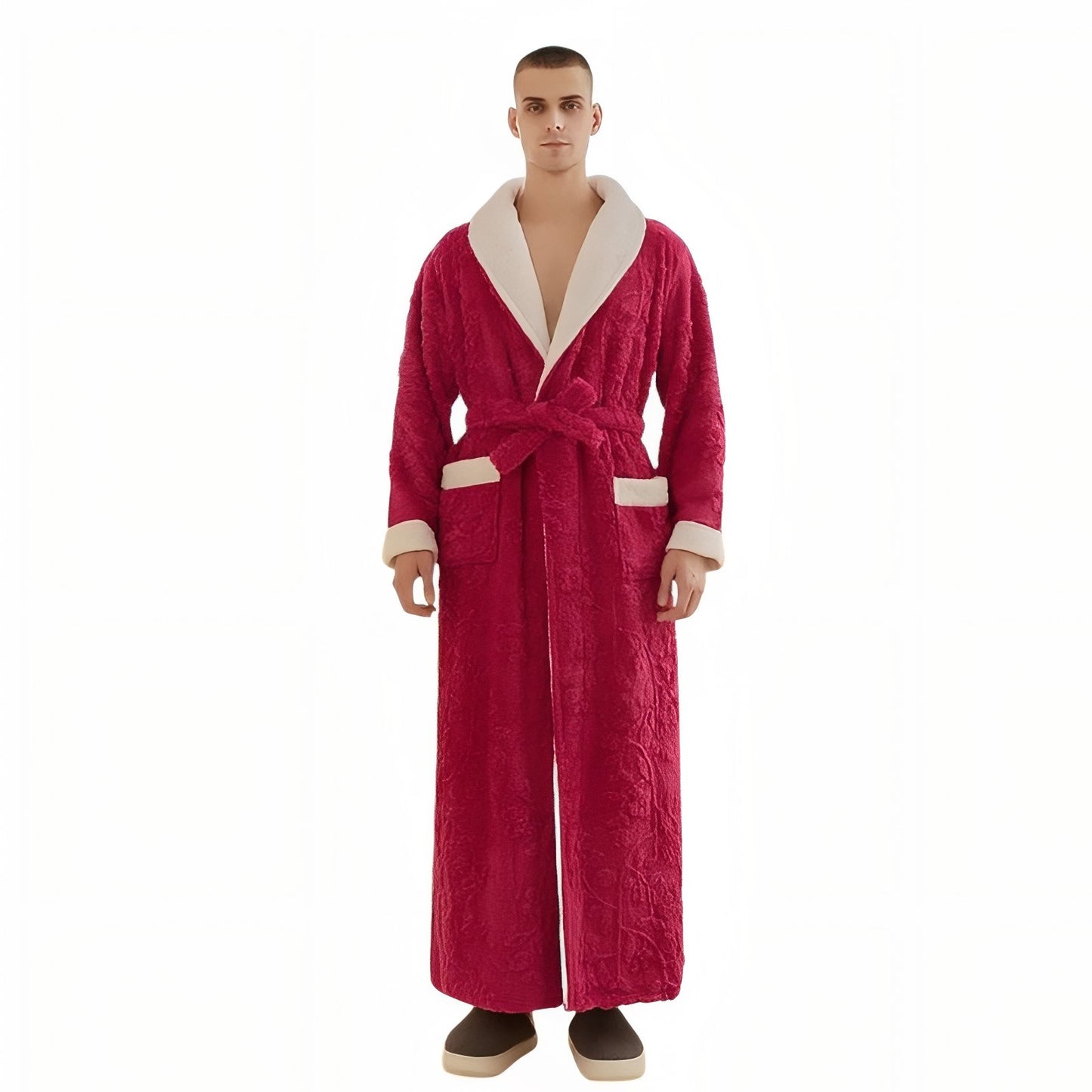 Grand Peignoir Chaud Homme Rose Foncé M