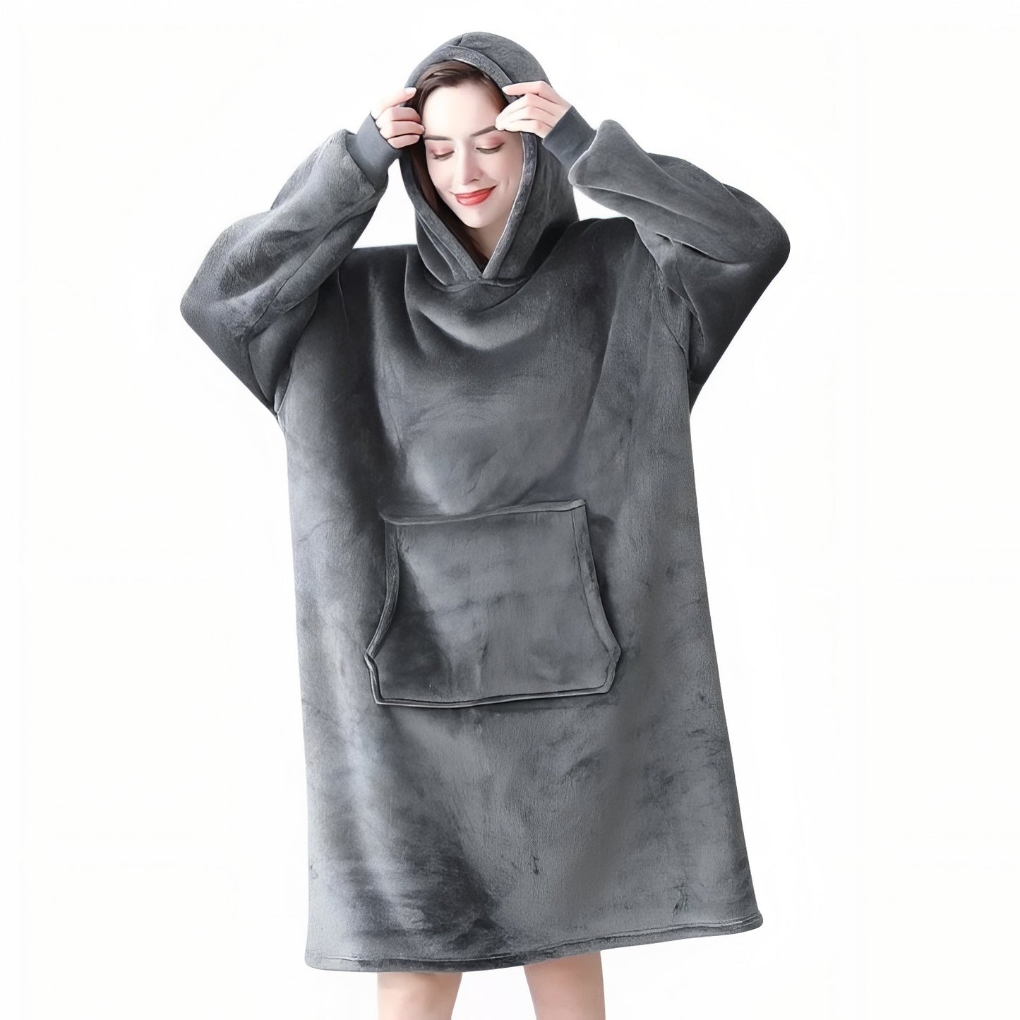 Sweat Plaid Long Gris Foncé (Femme) M