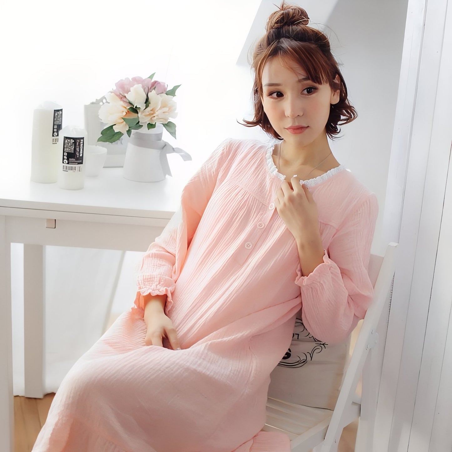 Chemise de Nuit Coton Romantique
