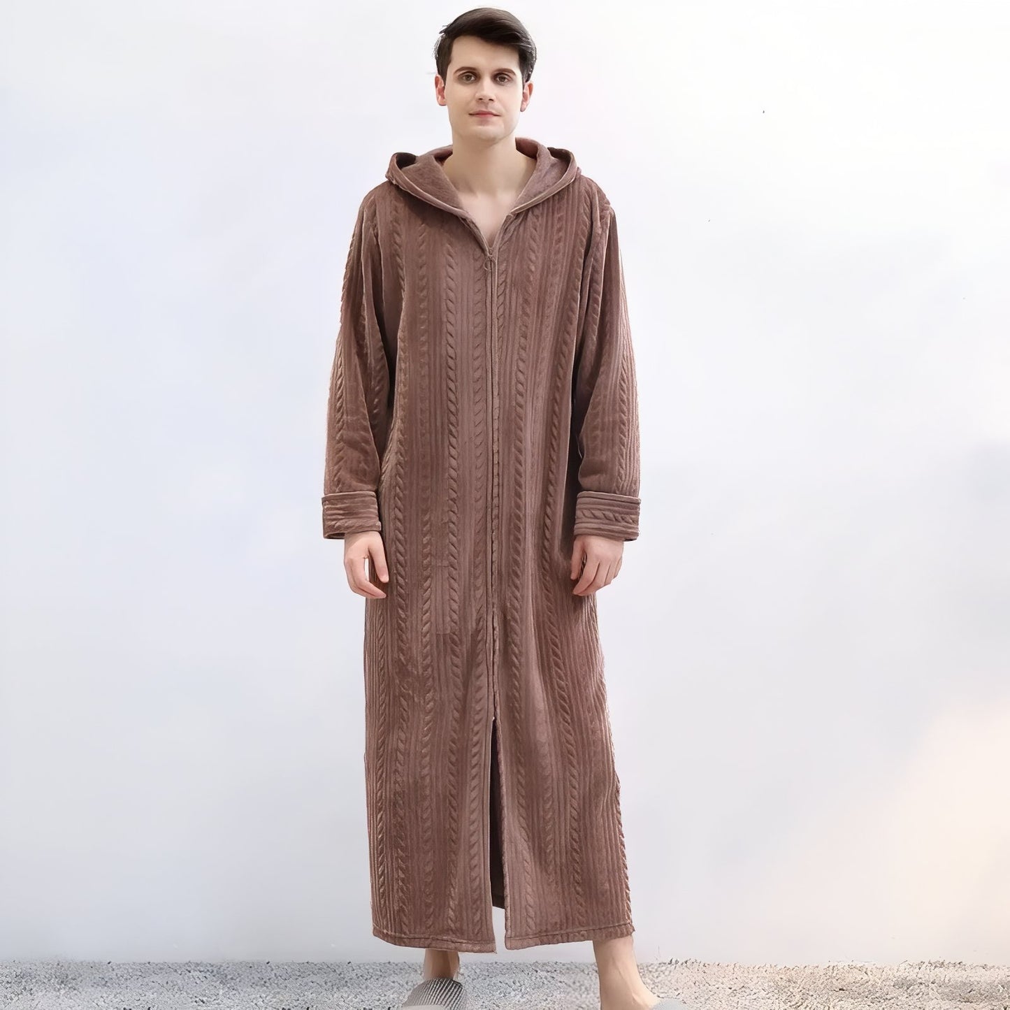 Robe de Chambre Fermeture Eclair Marron (Homme) M