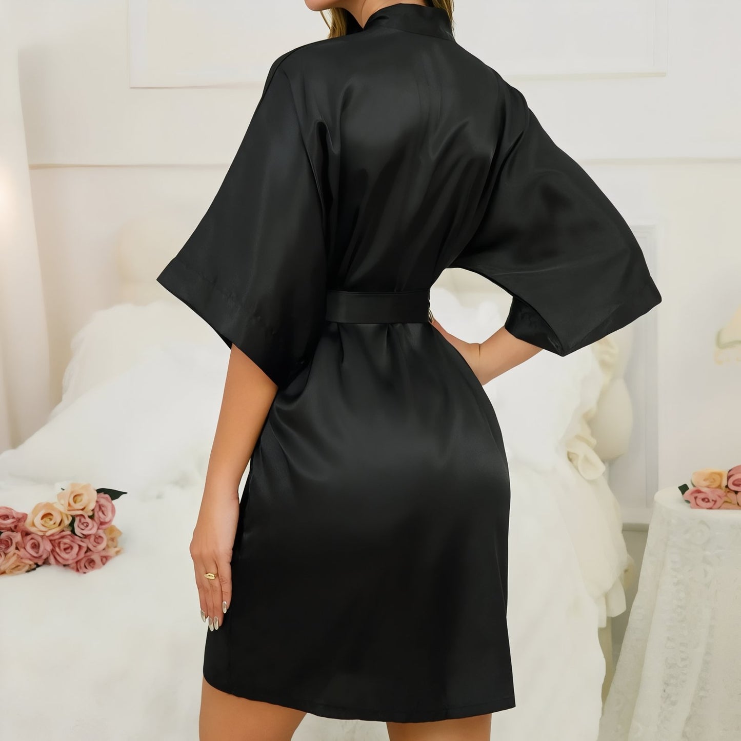 Peignoir Court Satin Femme